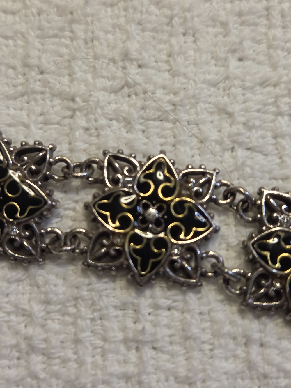 Brighton Vintage-Inspired Silver and Gold Floral Link Bracelet - Women's Jewelry